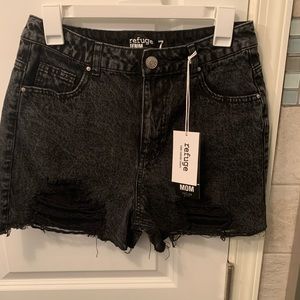 Brand new with tags distressed high waisted black shorts.